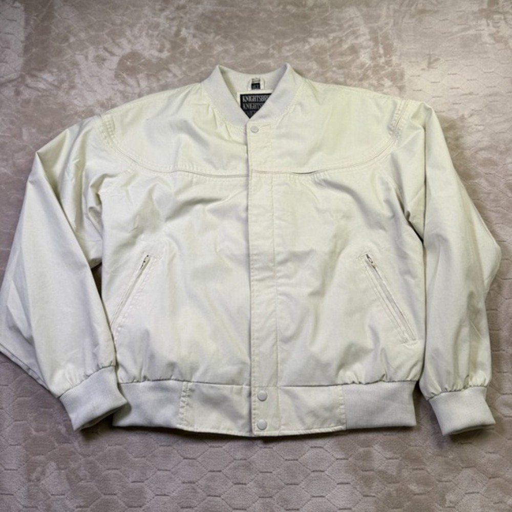 VTG‎ 80s Knightsbridge Jacket Mens Large Cream Menswear Golf Zip Good Shape